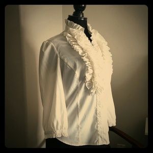 Spence Ruffled Ivory Blouse